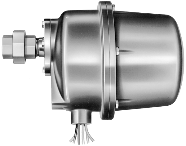 Honeywell C7012F explosion-proof housing with pipe union, manufacturer reference photograph